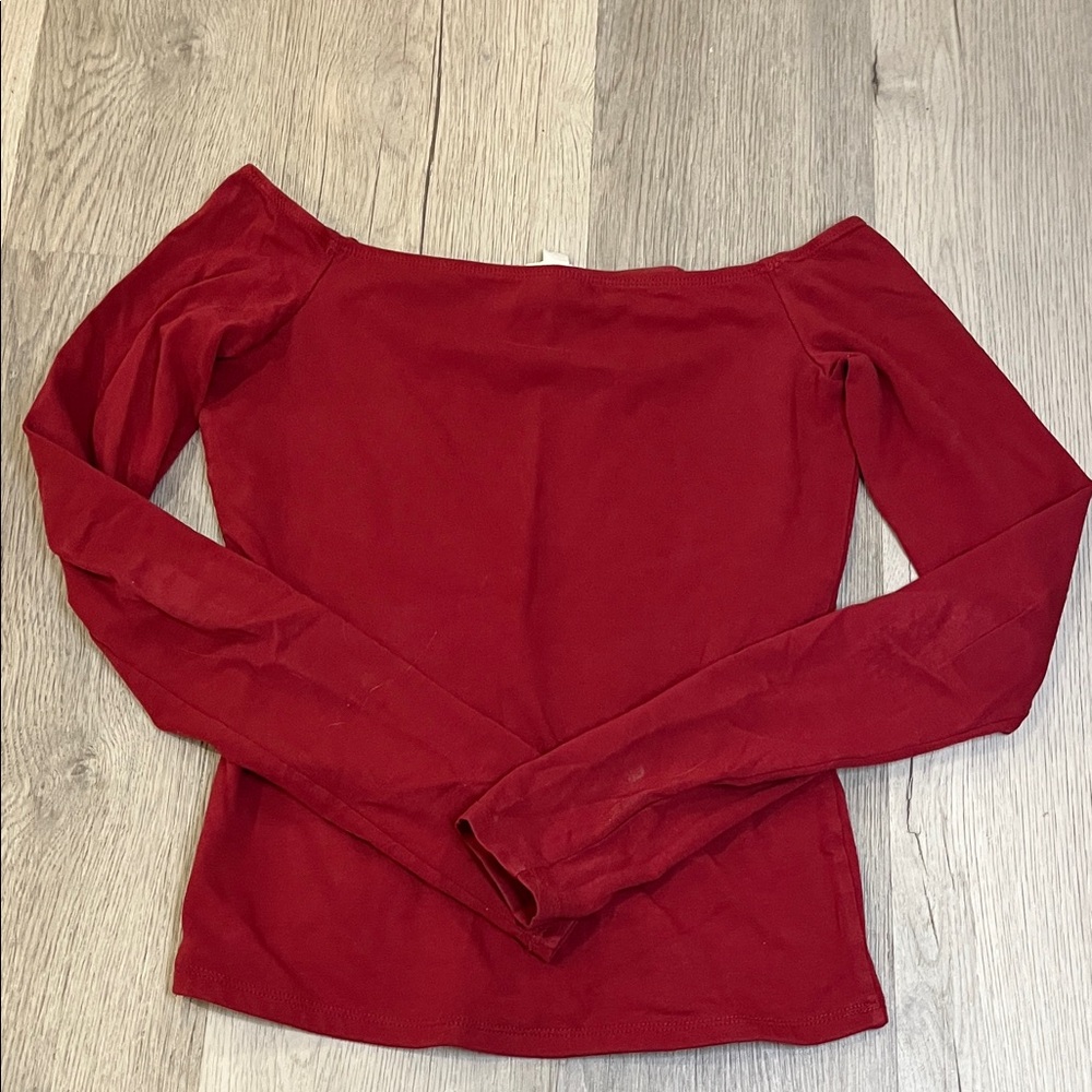 red off the shoulder top